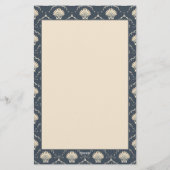 Deep Blue en Cream Seashell Patroon Gepersonalisee Briefpapier (Achterkant)