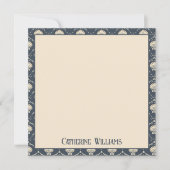Deep Blue en Cream Seashell Patroon Notitiekaartje (Voorkant)