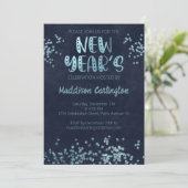 Deep Blue en Glitter sterren nieuwjaarsfeest Kaart (Staand voorkant)