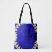 Deep Blue en Gold Teeth Border Fractal Draagtas (Voorkant)