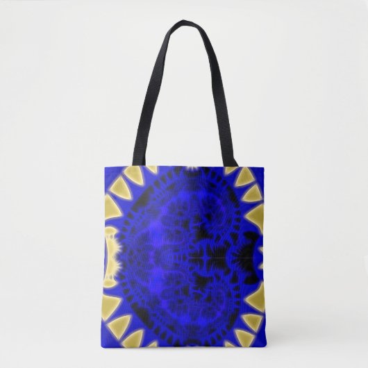 Deep Blue en Gold Teeth Border Fractal Draagtas (Voorkant)