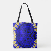 Deep Blue en Gold Teeth Border Fractal Draagtas (Achterkant)