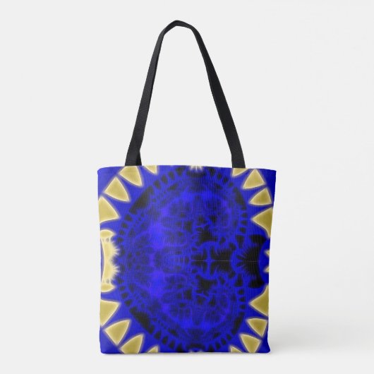 Deep Blue en Gold Teeth Border Fractal Draagtas (Achterkant)