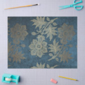 Deep Blue en Light Gold Flower-ontkoppeling Tissuepapier (Craft)