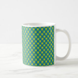 Deep Blue en Neon Green Polka Dots on Emerald Koffiemok