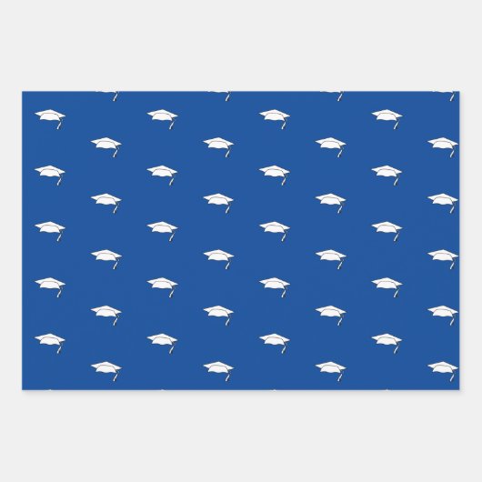 Deep Blue en White Afstuderen Gefeliciteerd Inpakpapier Vel (Voorkant 3)