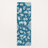 Deep Blue en White Fantasy Floral Yogamat (Voorkant)