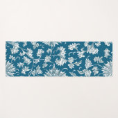 Deep Blue en White Fantasy Floral Yogamat (Voorkant (horizontaal))