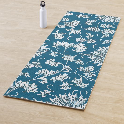 Deep Blue en White Fantasy Floral Yogamat (In situ)