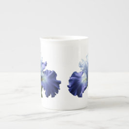 Deep Blue en White Iris Porselein Kop