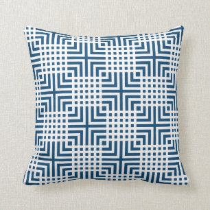 Deep Blue en White Japans afdrukscherm Kussens