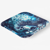 Deep Blue en White Marble Fluid Art Papieren Bordje (Gebogen)