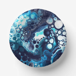 Deep Blue en White Marble Fluid Art Papieren Kommen