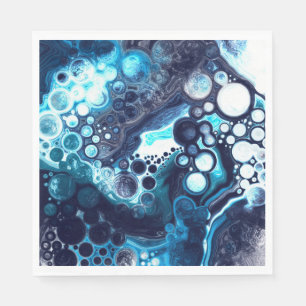 Deep Blue en White Marble Fluid Art Servet