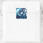 Deep Blue en White Marble Fluid Art Vierkante Sticker (Tas)