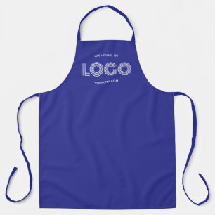 Deep Blue en White Modern Rechthoekige Logo Schort