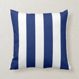 Deep Blue en White Striped Kussen