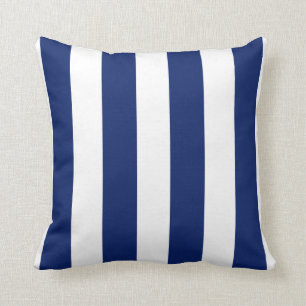 Deep Blue en White Striped Kussen