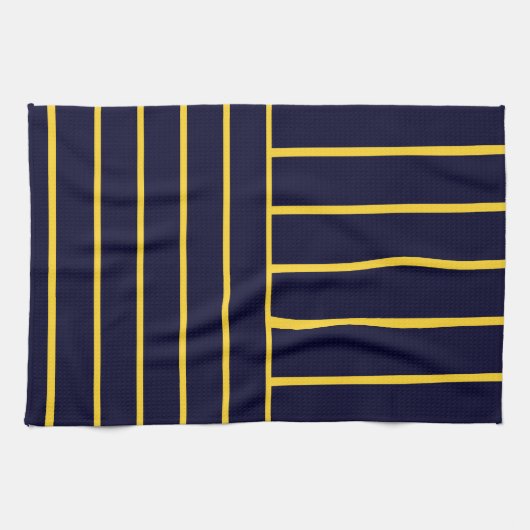 Deep Blue en Yellow Stripes Theedoek (Horizontaal)