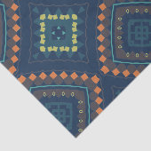 Deep Blue Ethnic Folk Boho Chic Mosaic Patroon Tissuepapier (Detail)