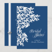 Deep Blue Fancy Fleur de Lis Vrijgezellenfeest Kaart (Voorkant / Achterkant)