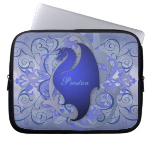 Deep Blue Fantasy Scroll Dragon-laptophoes Laptop Sleeve