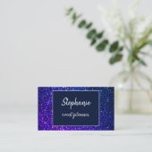 Deep Blue Glitter Wit Professionele Luxe 2024 Visitekaartje (Staand voorkant)