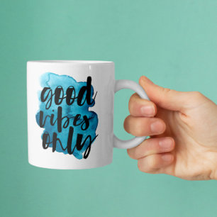 Deep Blue Goede Vibes Alleen Brush Script Koffie M Koffiemok