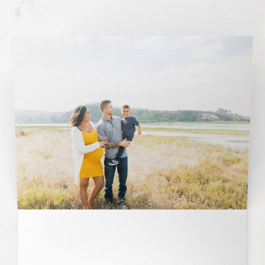 Deep Blue & Gold Joy kerstfoto Kaart (Binnenzijde eerst)