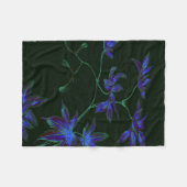 Deep Blue & Green Japans Bloemen Fleece Deken (Voorkant (Horizontaal))