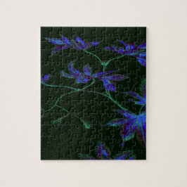 Deep Blue & Groen Japans Bloemen Legpuzzel