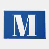 Deep Blue Initiaal Letter Monogram modern Stijlvol Deurmat (Voorkant)