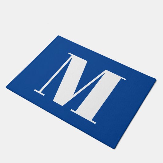Deep Blue Initiaal Letter Monogram modern Stijlvol Deurmat (Schuin)