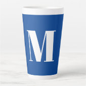 Deep Blue Initiaal Letter Monogram modern Stijlvol Latte Mok (Voorkant)