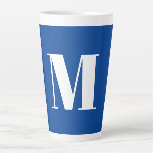 Deep Blue Initiaal Letter Monogram modern Stijlvol Latte Mok