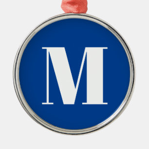 Deep Blue Initiaal Letter Monogram modern Stijlvol Metalen Ornament