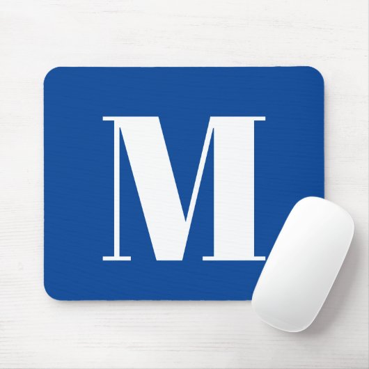 Deep Blue Initiaal Letter Monogram modern Stijlvol Muismat (Met muis)