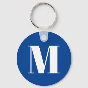Deep Blue Initiaal Letter Monogram modern Stijlvol Sleutelhanger