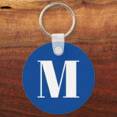 Deep Blue Initiaal Letter Monogram modern Stijlvol Sleutelhanger (Achterkant)