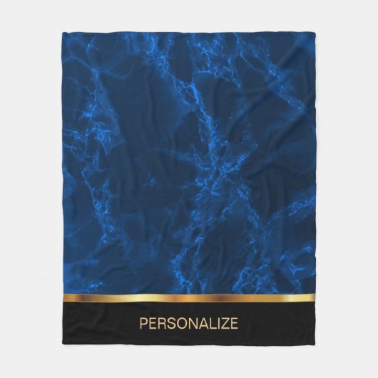 Deep Blue Marble en Gold Fleece Deken (Voorkant)