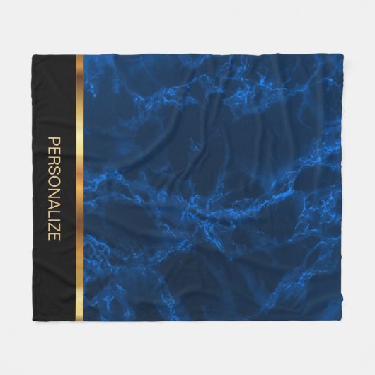 Deep Blue Marble en Gold Fleece Deken (Voorkant (Horizontaal))