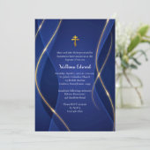 Deep Blue Metallic Gold Orthodox Christian Baptism Kaart (Staand voorkant)