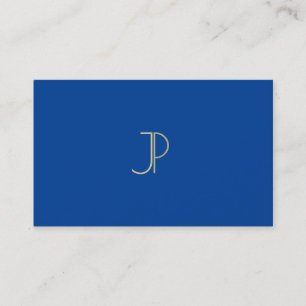 Deep Blue Modern Monogram Elegant Professional Visitekaartje