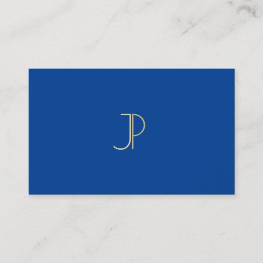 Deep Blue Modern Monogram Elegant Professional Visitekaartje (Voorkant)