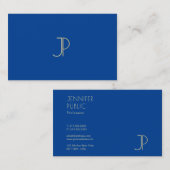 Deep Blue Modern Monogram Elegant Professional Visitekaartje (Voorkant / Achterkant)