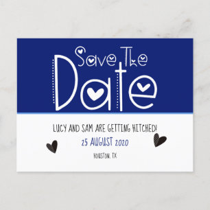 Deep Blue Moderne Typografie Save The Date Wedding Aankondigingskaart