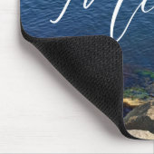 Deep Blue Ocean Foto Aangepaste naam Flowy Letters Muismat (Hoek)