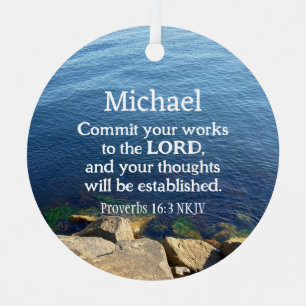 Deep Blue Ocean Foto Christelijk Nieuwjaar Bijbels Metalen Ornament