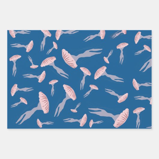 Deep Blue Ocean Jellyfish Patroon Inpakpapier Vel (Voorkant 2)