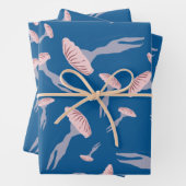 Deep Blue Ocean Jellyfish Patroon Inpakpapier Vel (In situ)